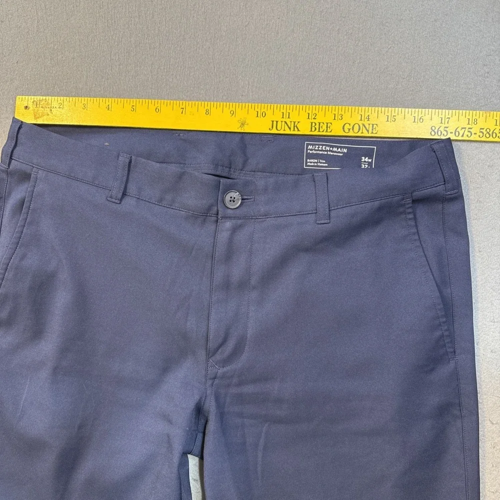 Mizzen Main Pants Men 34x32 Blue Baron Trim Performance Chino Straight GOLF
